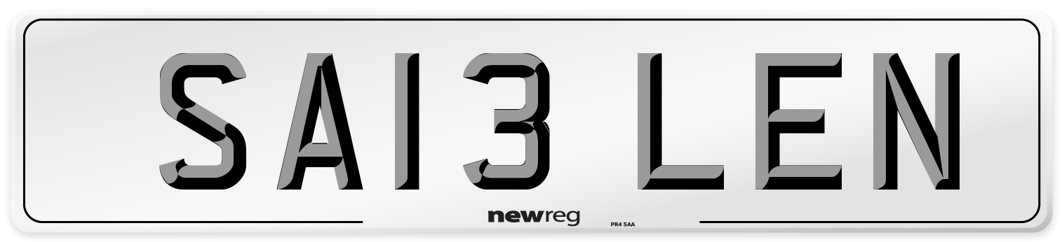 SA13 LEN Number Plate from New Reg